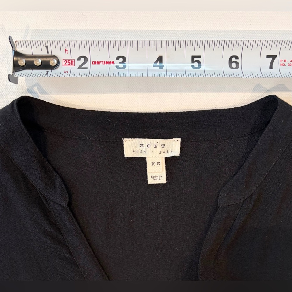 Soft Joie Black Women's Button Down V Neck 100% Viscose Size XS Quarter Sleeve - Picture 8 of 12